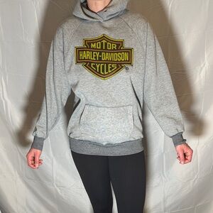 Harley-Davidson Gray Hoodie with Yellow & Black Shield Logo